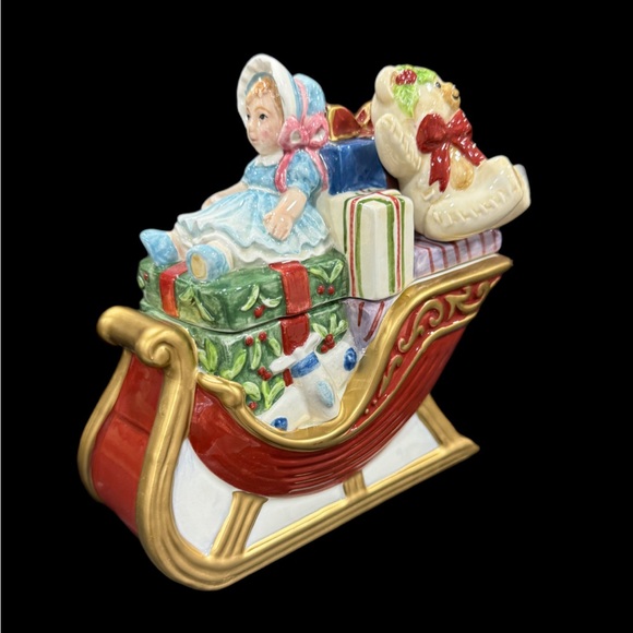 Fitz And Floyd Teddys Christmas Lidded Box 2003 - Picture 1 of 4